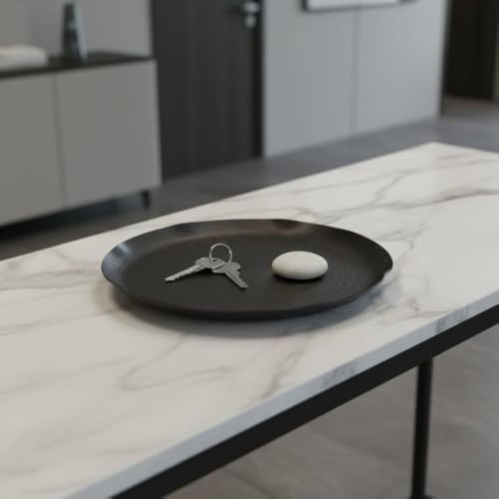 Ribbed Aluminum Decorative Tray for Console Table